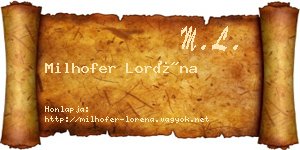 Milhofer Loréna névjegykártya